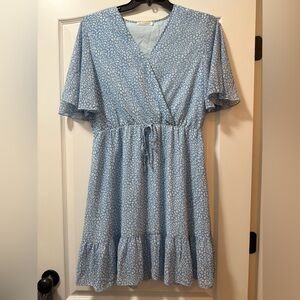 Elegant Blue Floral Midi Dress